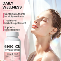 Capsules de peptides GHK-Cu bruts cosmétiques OEM 50mg 100mg, supplément pour la croissance des cheveux à l'acide hyaluronique, soin de la peau, capsules GHK-Cu