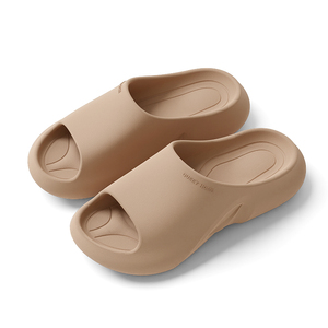 Sandalias Abiertas de EVA Beige, Acolchadas, para Interiores, Pantuflas de Verano, Color Sólido, Forro de PU - Product Image 4