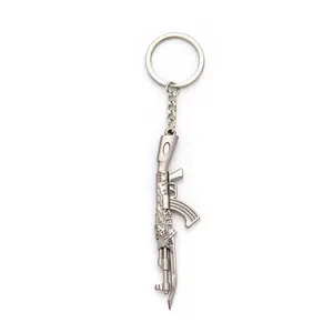 Wholesale Customized Gifts Key Chain High Quality 3D Shape Metal Gun keychain Weapon Keychain With Ring