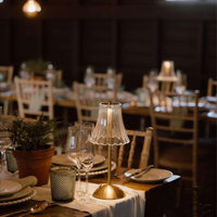 Lampe de table LED rétro en métal de haute qualité, sans fil, rechargeable par USB, veilleuse pour chambre à coucher, restaurant, ambiance chaleureuse, sur batterie