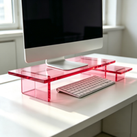 Support d'écran en acrylique, organiseur de bureau transparent pour ordinateur portable, PC, bureau