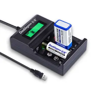 Doublepow UK95 Xách Tay NiMH NiCd Sạc Pin Sạc 1.2V Sạc Điện USB DC Đầu Ra 9V AA AAA Pin Lithium