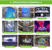 Película de pantalla de rejilla, película Led transparente para publicidad de vidrio instalada, película de vidrio transparente suave, pantalla Led