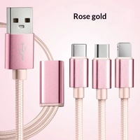 Câble de charge rapide 3-en-1 en nylon tressé pour téléphones mobiles Android et appareils Type-C