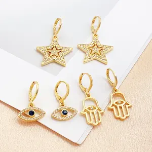 Jewelry wholesale customized crystal diamond eye hand star charms gold pated set Earring for women