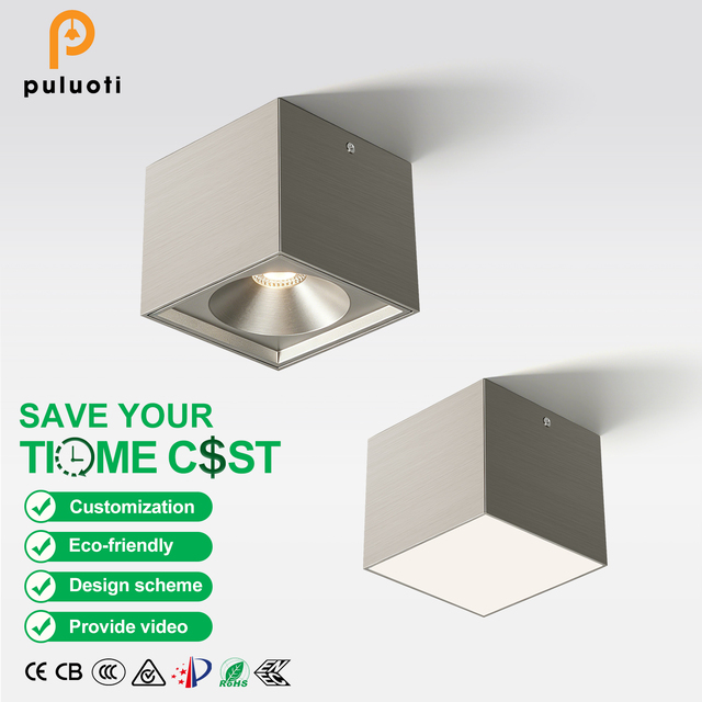 Square Adjustable Trimless Surface Mounted LED Ceiling Light 8W 10W Flush Mount Indoor Lighting for Commercial Space Hallway