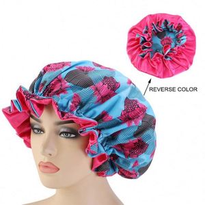 Bonnet en satin à motif africain double couche, grande vague, faible MOQ, foulard, bandeau, chapeau, casquette Ankara, ajustable pour usage quotidien - Product Image 4