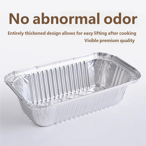 ภาชนะบรรจุอาหารแบบใช้แล้วทิ้งทำจากอลูมิเนียมฟอยล์ รีไซเคิลได้ เกรดสำหรับอาหาร พร้อมฝาพลาสติก ถาดใส่อาหารแบบนำกลับบ้าน ถาดอบ สำหรับใช้ในครัวเรือน จานฟอยล์ - Product Image 2