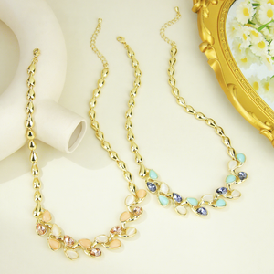 Nouvel ensemble de bijoux en cristal de haute qualité, collier, bracelet et boucles d'oreilles en pierre naturelle colorée de designer italien 14k, bijoux fins pour femmes - Product Image 4