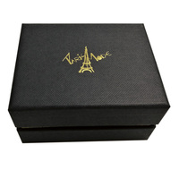 Caja de Regalo de Dos Piezas con Tapa y Base Negras Personalizadas, Papel Premium con Laminado Mate, para Empaque de Zapatos y Comercio Electrónico