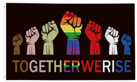 Drapeaux de lutte pour les droits des gays LGBT à double face longue durée 3x5 avec inscription « Together We Rise » et 2 œillets en laiton pour défilé, bannière de protestation