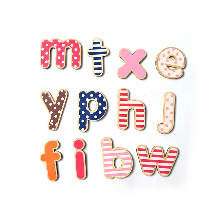 Custom decorative colorful wooden magnetic alphabet letters