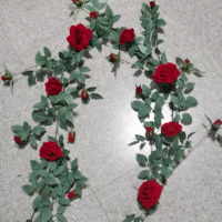 Kain Beludru Merah Hiasan Bunga Mawar Buatan untuk Dekorasi Pernikahan, Dinding Rumah, Halaman, Lanskap, Pipa AC, dan Pipa Air