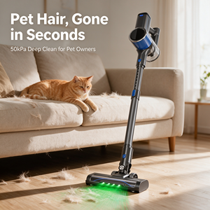 Aspirateur sans fil pour poils d'animaux, aspiration puissante 50Kpa, aspirateur bâton 6 en 1 pour poils de chien et de chat, tapis, canapé, voiture, nettoyage domestique - Product Image 1