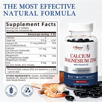 Meilleur prix 120 pièces de capsules de complexe de magnésium avec citrate de calcium sans soja, magnésium et zinc avec vitamine D3