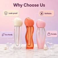 Conteneur de gloss à lèvres ISMAN personnalisé de 3 ml, forme irrégulière, dégradé de rose transparent, emballage cosmétique unique en forme de goutte d'eau ondulée, vente en gros