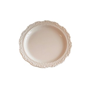 Assiettes à gâteau en céramique à relief baroque, blanc ivoire, glaçure brillante, motif floral en spirale, vaisselle vintage, pour le thé, la pâtisserie - Product Image 6