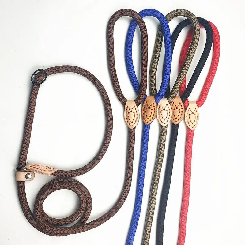 Luxury Dog Leash Leather Dog Collar And Leash Dog Accessories leather Rope Leash and collar