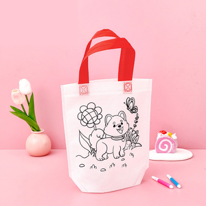 Children Graffiti Bags Take Coloring Marker Christmas Gift Non Woven Shopping Bag for Child DIY Painting