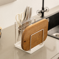 Porte-couteaux en acier inoxydable 304 pour comptoir de cuisine, pour ranger les couteaux, les planches à découper et les couvercles de casseroles