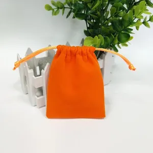 Wholesale fashionable cash commodity 7*9cm orange drawstring pouch velvet bag for jewelry