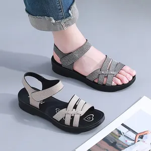 F252 Women fashion walking Large size summer new Wedge waterproof women's sandals leather women's sandals