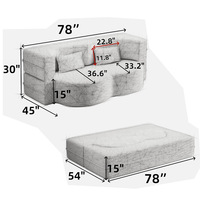 Sofá Moderno de 2 Plazas Color Rosa, Sofá Convertible de Tela Tipo Nube, Sofá Lounge para Sala de Estar