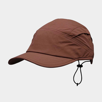Casquettes de camping 5 panneaux personnalisables, ajustables, unies, en nylon imperméable et à séchage rapide, de haute qualité