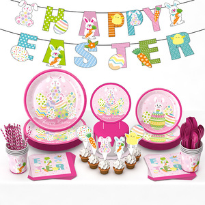 Juego de Platos de Papel con Diseño de Conejo para Fiesta Temática de Pascua DAMAI, Vajilla Desechable, Decoraciones para Fiesta de Pascua con Pancarta de Conejo - Product Image 1