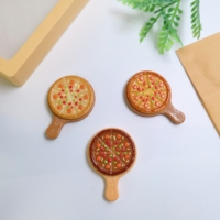 Nouveaux Cabochons en Résine à Dos Plat, 100 Pièces, Thème Pizza Réaliste avec Plat, Ornements Alimentaires Artificiels pour Maison de Poupée et Présentation sur Bureau