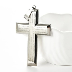 Colgantes minimalistas <span class=keywords><strong>de</strong></span> acero inoxidable con cruz grande y letras, religiosos, <span class=keywords><strong>de</strong></span> Cristo Jesús, crucifijo, oración, Dios, fe, amuletos góticos para hombres - Product Image 2