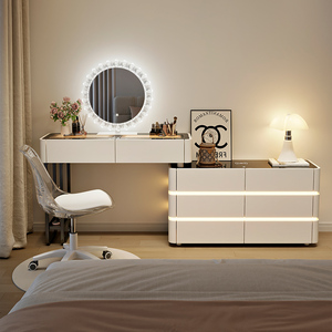 Fabricante de Conjuntos de Muebles de Dormitorio Modernos con Tocador, Espejo con Luz, Almacenamiento y Cubierta de Vidrio para Hogar y Hotel OEM - Product Image 5
