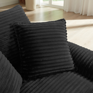 Vacuum Wrapped In Carton Cloud Sectional Couch, Spacious Wide Seat Striped <b>Fluffy</b> Fabric Settee, Self-Inflatable Compressed Furn - Product Image 4