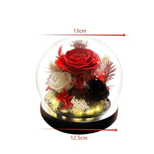 Rosa Eterna Decorativa Redonda <span class=keywords><strong>con</strong></span> Cubierta de Cristal Esférica, Regalo para Navidad y San Valentín - Product Image 2
