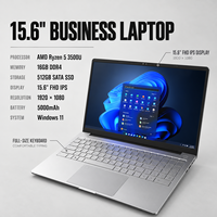 Ordinateur portable professionnel ultra-fin flambant neuf de 15,6 pouces avec processeur AMD Ryzen 5 3500U, 16 Go de mémoire DDR4 et une batterie de 5000 mAh