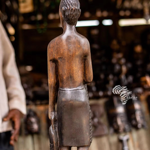 RENART AFRIKAN Congo RDC Escultura Tradicional de Madera Tallada de Mujer Tribal Decoración Exótica para el Hogar - Product Image 1