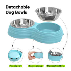 M+M Gamelle double pour animaux de compagnie, design ondulé givré, gamelles en mélamine de qualité supérieure pour l'alimentation des chiens - Product Image 2