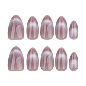 JoyStar – Nouveaux <span class=keywords><strong>faux</strong></span> <span class=keywords><strong>ongles</strong></span> minimalistes haut de gamme, œil de chat français, gris transparent, forme amande, réutilisables, courts, pour salon de manucure - Product Image 5