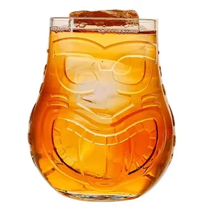 提基玻璃杯16盎司提基酒吧玻璃杯双老式鸡尾酒杯，适用于迈泰、皮纳可乐、潘趣酒、夏威夷