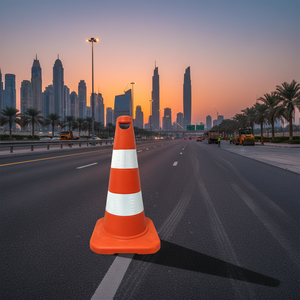 TPE Traffic Cone 50cm Eco-friendly Roadway Safety Device White Reflective Tape Weightless <b>Rubber</b> <b>Plastic</b> Designed for Dubai - Product Image 3