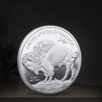 Pièce de monnaie en or de buffle américain, pièce de monnaie en argent, médaille commémorative, buffle de la ville, liberté, pièce de monnaie commémorative indienne, vente de cadeaux