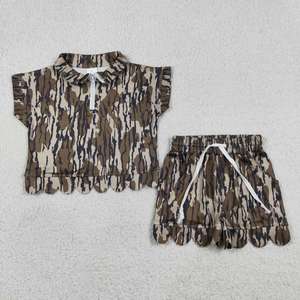 ชุดโปโลลายสแกลลอปสีลาเวนเดอร์สำหรับเด็กผู้หญิงวัยเตาะแตะ เสื้อคอปกแบบซิปครึ่งตัวพร้อมกางเกงขาสั้นมีกระเป๋าปลายสแกลลอป ชุดลำลองสำหรับเด็กในฤดูร้อน - Product Image 4