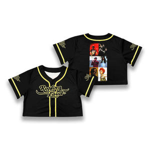 Custom Design Sublimation Shirts Short <b>Crop</b> <b>Top</b> Baseball Jersey for Women - Product Image 2