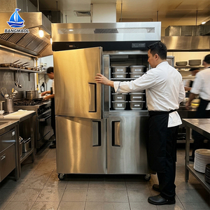 Refrigerador Comercial com Freezer de 4 Portas, Vertical, em Aço Inoxidável, Dupla Temperatura, Armazenamento Industrial de Alimentos Congelados, Grande Capacidade - Product Image 4