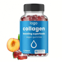 Gummies de Collagène Végétaliennes Saveur Pêche 60 Gummies Complément Alimentaire Superaliments Stimulants de Collagène Marque Privée OEM