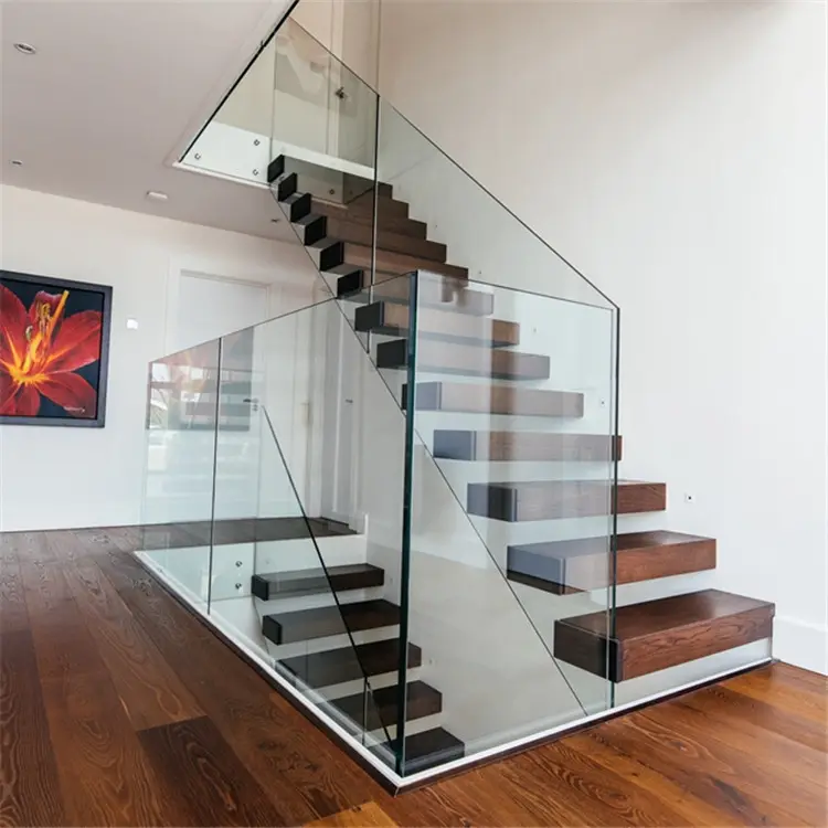 Best price home stairs Wooden staircase Modern Floating Straight Staircase Kit With Glass Tread balsa wood glider kit