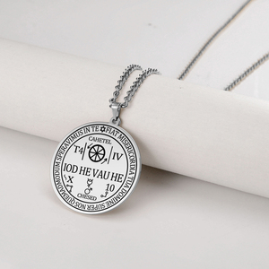 Misthape arcangelo Cahetel fortuna <span class=keywords><strong>sigillo</strong></span> Iod He Vau He Solomon Kabbalah amuleto uomini vichinga ciondoli collana acciaio inox - Product Image 4