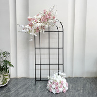 Arrangement floral pour réception de mariage, boule de fleurs en soie rose et hortensia, chemin de table floral, toile de fond, fleurs artificielles pour décoration de mariage