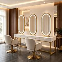 Mobilier et équipement de salon de coiffure, poste de coiffage pour barbier, station miroir double face