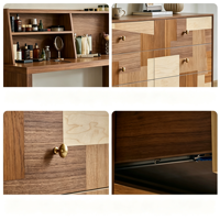 Coiffeuse en bois massif, style moderne et épuré, pour chambre à coucher, extensible, petite, avec tiroirs d'angle, style bois naturel, tendance